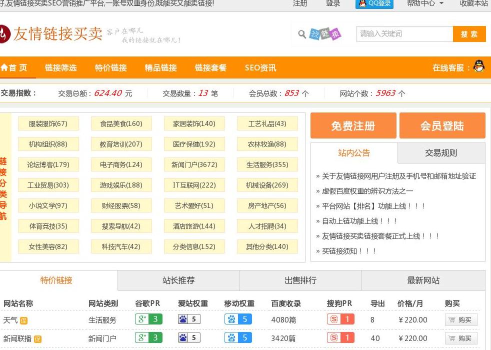 链接交易站点缩略图