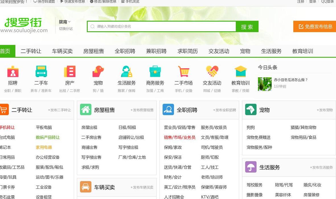 陇南搜罗街分类信息网站点缩略图